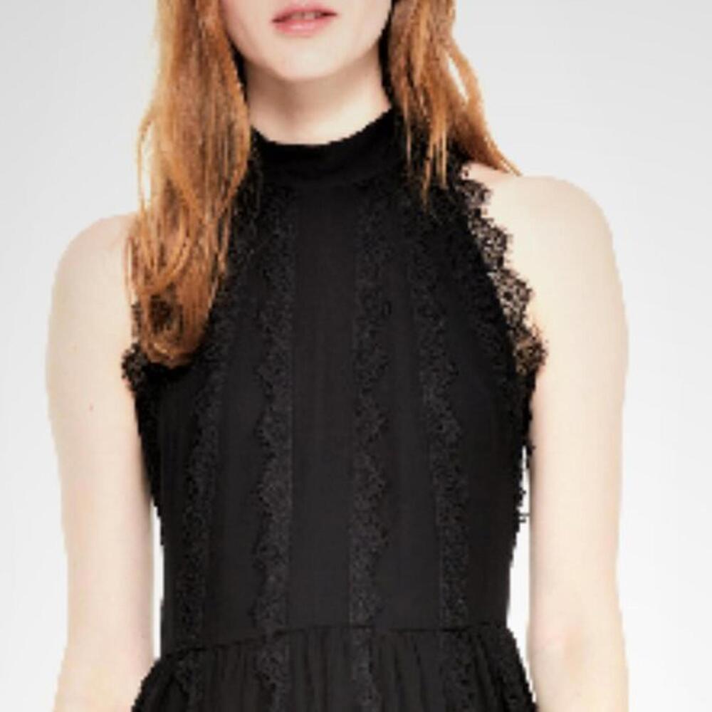 kate spade Black Lace-Trim Midi Dress